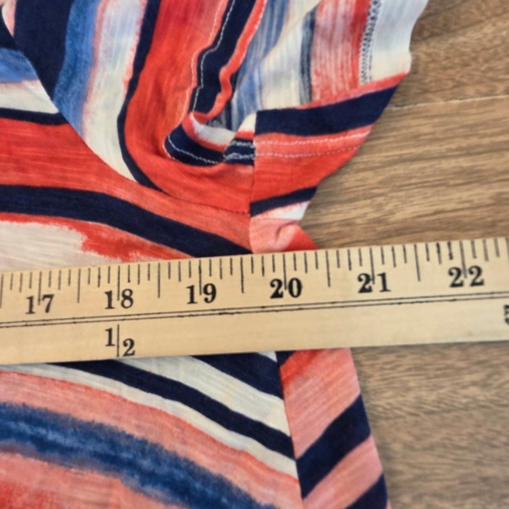 Artis A Nany Striped Tunic Top Red Blue White Scoop Neck Flowy Casual Tee 1X - Picture 13 of 15
